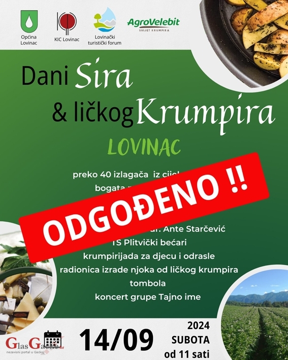 Zbog vremena odgođeni Dani sira i krumpira Zbog vremena odgođeni Dani sira i krumpira