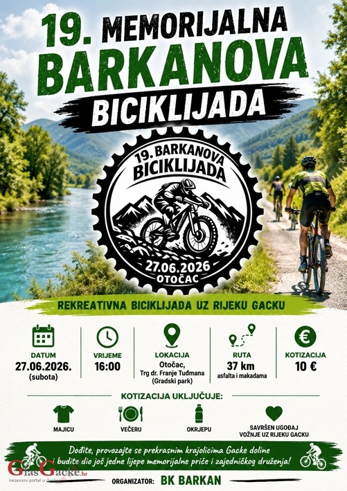 27. lipnja 19. Memorijalna Barkanova biciklijada
