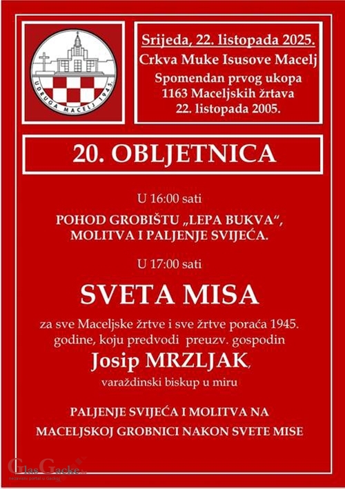 U srijedu spomendan na ukop maceljskih žrtava