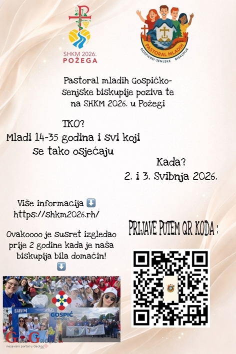 Otvorene prijave za Susret hrvatske katoličke mladeži u Požegi 2026.