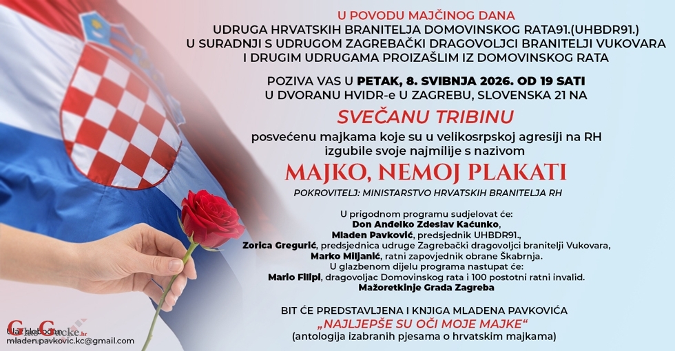 Svečana tribina 'Majko, nemoj plakati' u Zagrebu u povodu Majčinog dana