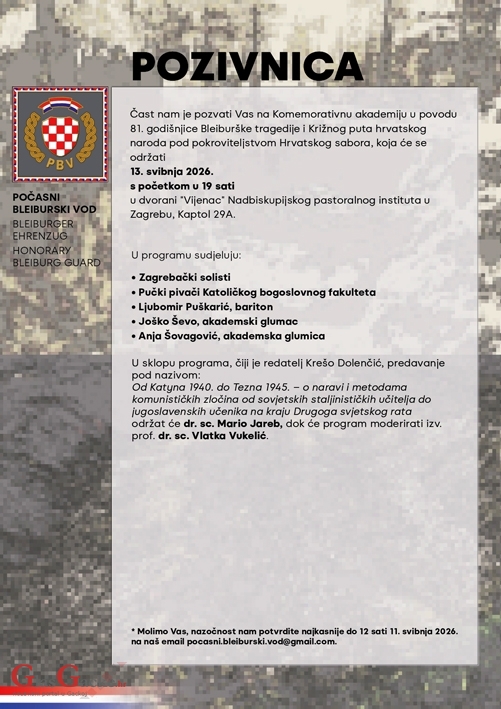 Komemorativna akademija povodom 81. godišnjice Bleiburške tragedije i Križnog puta hrvatskog naroda
