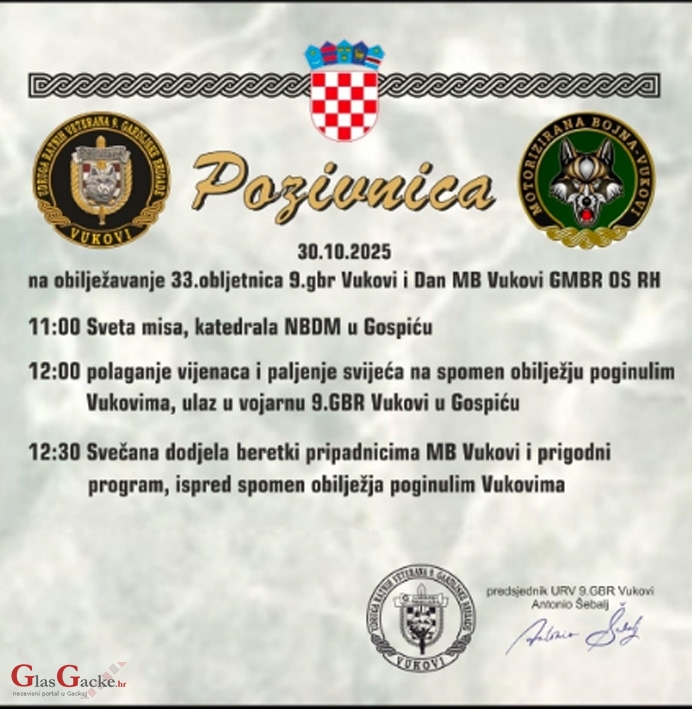 Obilježavanje 33. obljetnice 9. gbr. Vukovi  Obilježavanje 33. obljetnice 9. gbr. Vukovi