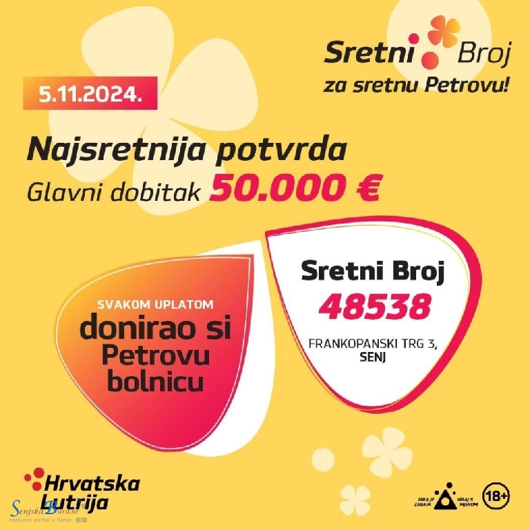Sretni dobitnik iz Senja osvojio 50.000 eura u igri Sretni Broj