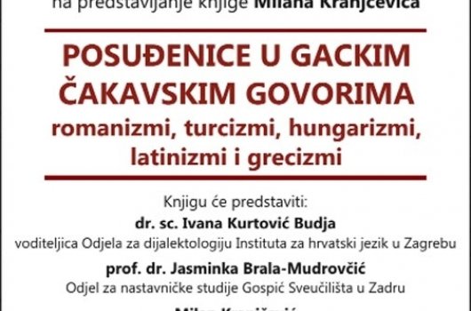 Najava – Posuđenice u gackim čakavskim govorima M. Kranjčevića