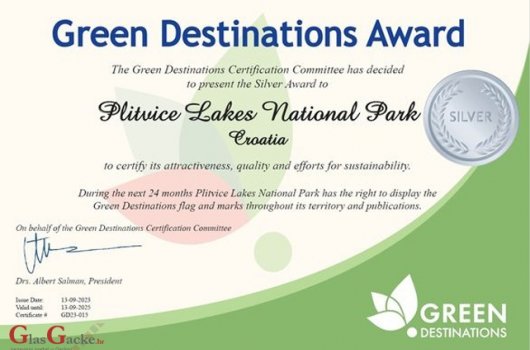 Nacionalni park Plitvička jezera postao je prvi nacionalni park u Hrvatskoj s Green Destinations certifikatom za održivost