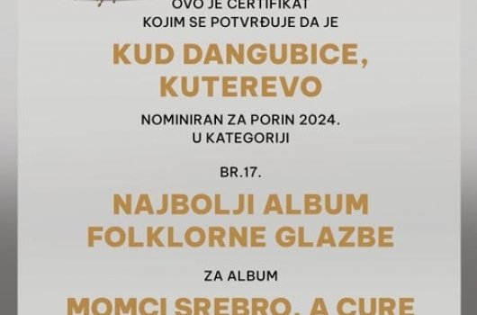 Novi album Dangubica nominiran za Porina