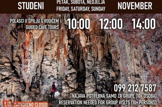 Špilju Samograd je moguće posjetiti i tijekom studenoga