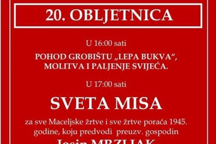 U srijedu spomendan na ukop maceljskih žrtava