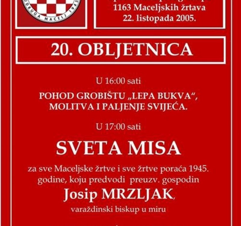 U srijedu spomendan na ukop maceljskih žrtava