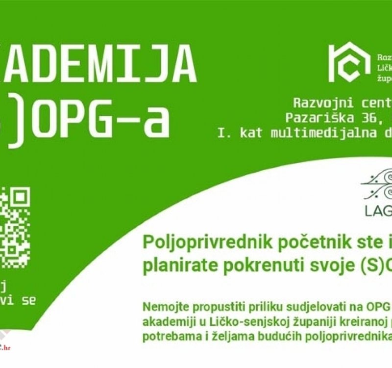 Razvojni centar Ličko-senjske županije organizira OPG Akademiju 